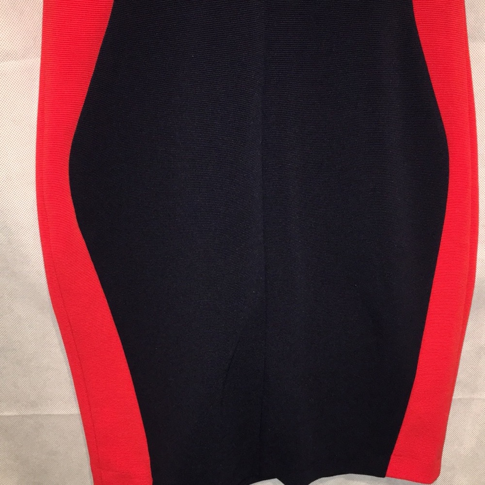 Joseph Ribkoff Black Textured Sheath Dress With Red Accents | Size 6 - Picture 7 of 7